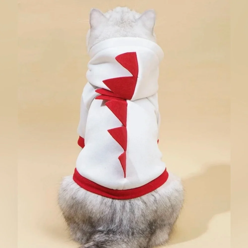 Dinosaur Pet Hoodie - Red and White